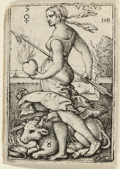 Venere, tavola cinque da I sette pianeti con gli zodiaci da Hans Sebald Beham