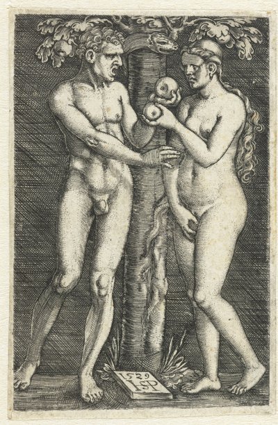 Tentazione di Adamo ed Eva nel paradiso da Hans Sebald Beham