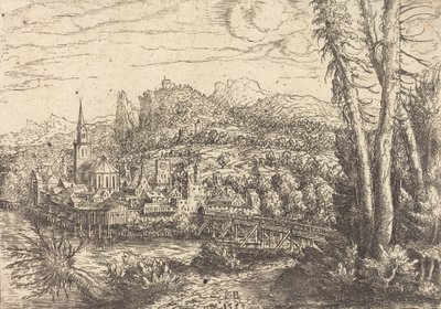 Veduta di una città vicino a un fiume, 1553 da Hans Sebald Lautensack