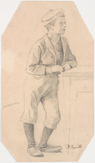 Ragazzo appoggiato a un tavolo da Hans Smidth