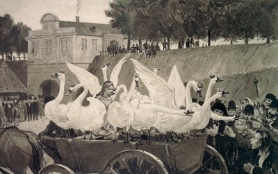 Cigni selvatici, illustrazione di Hans Tegner (1853-1932) per la fiaba di Hans Christian Andersen (1805-1875) da Hans Tegner