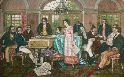 FRANZ SCHUBERT (1797-1828) compositore austriaco - Serata Schubert a casa di Joseph von Spaun da Hans Temple