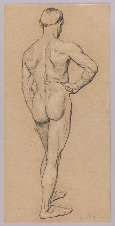 Nudo maschile visto da dietro da Hans Thoma