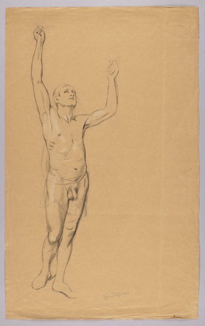 Akt eines Mannes mit erhobenen Armen da Hans Thoma