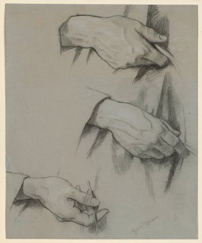 Tre mani destre in diverse posizioni da Hans Thoma