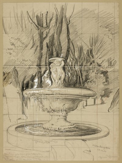 Fontana con putti nel giardino di Villa Borghese da Hans Thoma