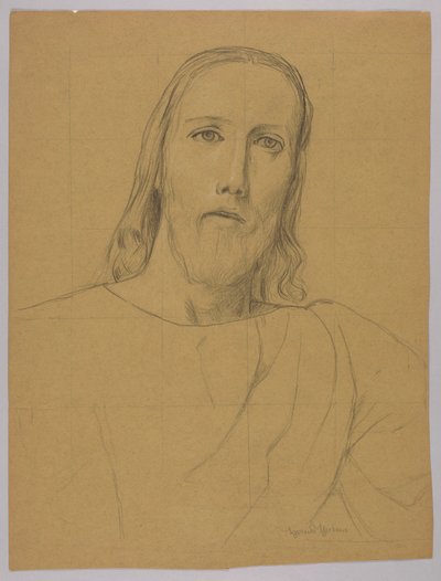 Testa di Cristo, verso: Crocifissione di Cristo da Hans Thoma