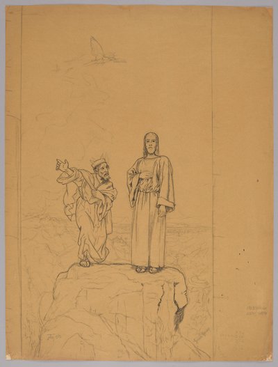 Die Versuchung Christi, verso: Christus gekreuzigt da Hans Thoma