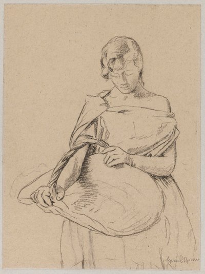 Giovane donna con un cesto da Hans Thoma