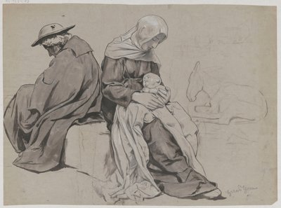 Riposo della Sacra Famiglia durante la fuga in Egitto da Hans Thoma