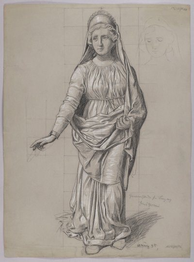 Progetto di costume per Fricka, verso: schizzo di costume per una Valchiria da Hans Thoma