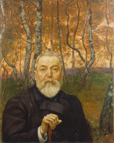 Autoritratto davanti a una foresta di betulle da Hans Thoma