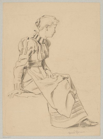 Studio di una giovane donna seduta in un lungo abito da Hans Thoma