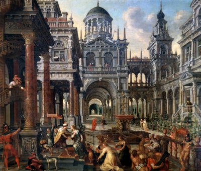 La regina di Saba davanti a Salomone, 1601 da Hans Vredeman de Vries