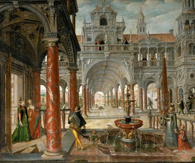 Palazzo con visitatori distinti (ca 1596) da Hans Vredeman de Vries