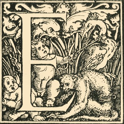 E - Un alfabeto di Hans Weiditz, c. 1520-1521, 1908 da Hans Weiditz