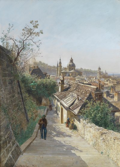 Vista sulla città vecchia di Salisburgo dalla scalinata di Nonnberg da Hans Witt