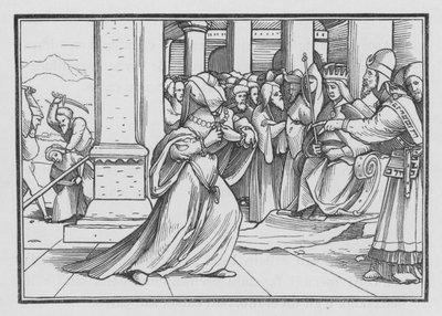 Atalia, spingendosi nel tempio, viene catturata e uccisa, 2 Re XI, 14 da Hans after Holbein the Younger