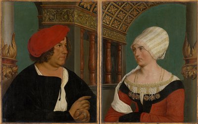 Doppio Ritratto del Sindaco di Basilea Jacob Meyer zum Hasen e sua Moglie Dorothea Kannengiesser, 1516 da Hans after Holbein the Younger
