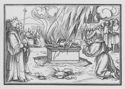 Elia prega e viene risposto con fuoco dal cielo, 1 Re XVIII, 38 da Hans after Holbein the Younger