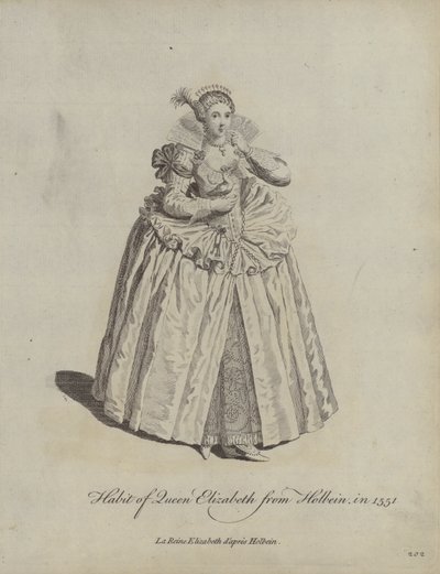 Abito della Regina Elisabetta da Holbein nel 1551 da Hans after Holbein the Younger