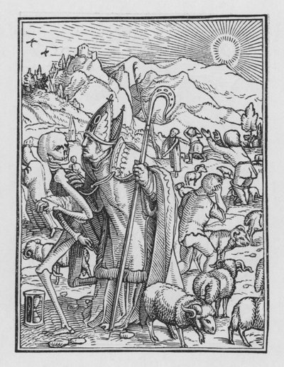 La danza della morte di Holbein: Il vescovo da Hans after Holbein the Younger