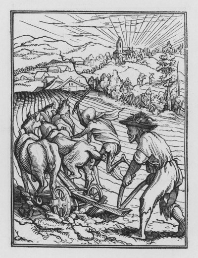 La danza della morte di Holbein: Il contadino da Hans after Holbein the Younger