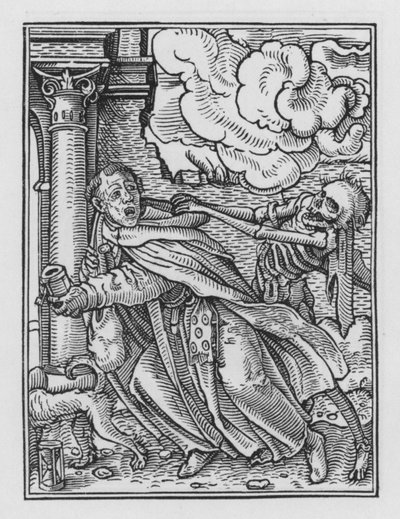 La danza della morte di Holbein: Il frate mendicante da Hans after Holbein the Younger