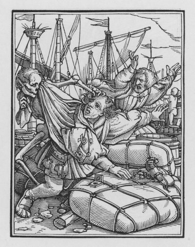 La danza della morte di Holbein: Il mercante da Hans after Holbein the Younger