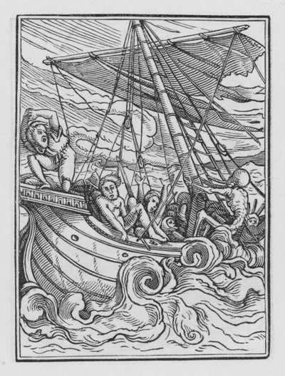 La danza della morte di Holbein: La nave in tempesta da Hans after Holbein the Younger