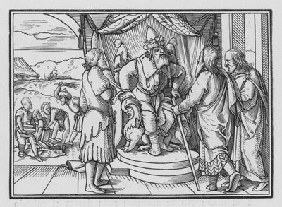 Il Faraone Rimprovera Mosè e Aronne per il Loro Messaggio, Esodo V, 2 da Hans after Holbein the Younger