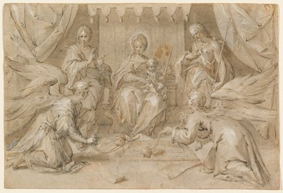 La Madonna in trono con San Giovanni Battista e San Giovanni Evangelista da Hans von Aachen
