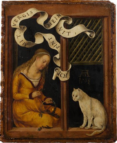 Una ragazza fa una corona da Hans von Kulmbach