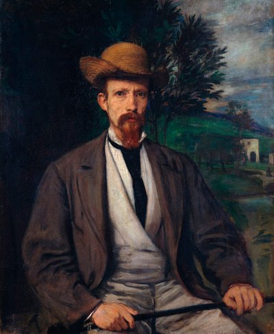 Autoritratto con cappello giallo. Dipinto di Hans von Marées, 1874 da Hans von Marées