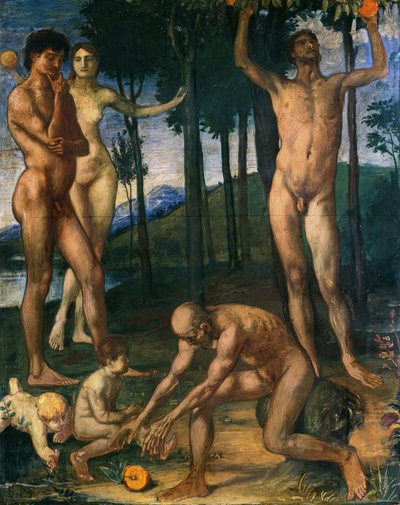 Uomini che raccolgono arance in un boschetto da Hans von Marées