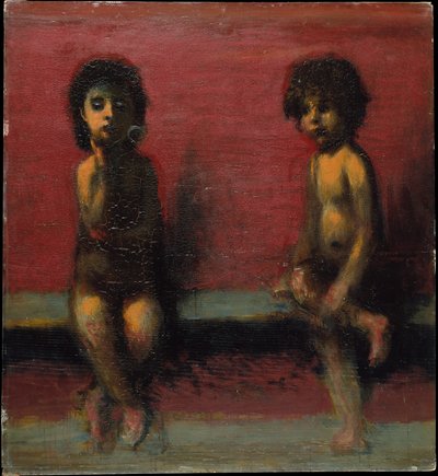 Due bambini seduti da Hans von Marées