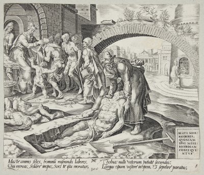 Beati i misericordiosi. Tobia seppellisce i morti, veste i nudi e nutre gli affamati da Harmen Jansz. Muller
