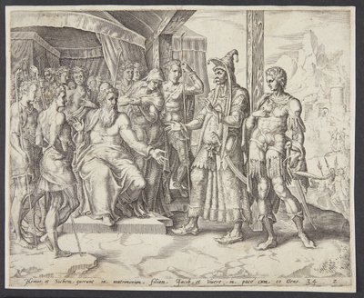 Hamor e Shechem chiedono a Giacobbe la mano di Dina in matrimonio da Harmen Jansz. Muller