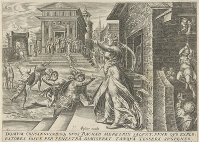 Rachab fa fuggire le spie dalla finestra (La storia di Giosuè) da Harmen Jansz Muller