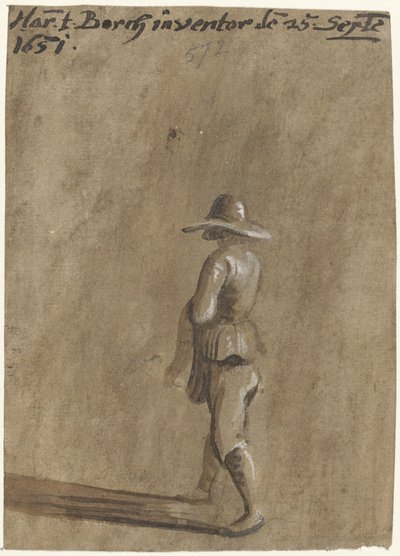 Ragazzo con cappello a tesa larga, camminando verso sinistra da Harmen ter Borch