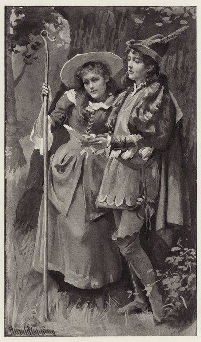 Ganimede e Aliena furono stranamente sorpresi di trovare il nome di Rosalind scolpito sugli alberi? da Harold Copping