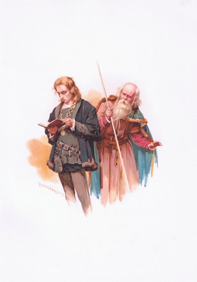 Amleto e Polonio (illustrazione da Amleto) da Harold Copping