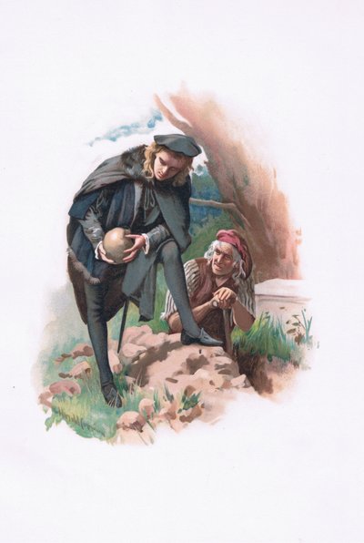 Amleto e il becchino (illustrazione da Amleto) da Harold Copping