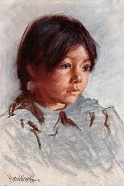 Testa di bambino indiano, riserva Blackfoot, Alberta da Harold Copping