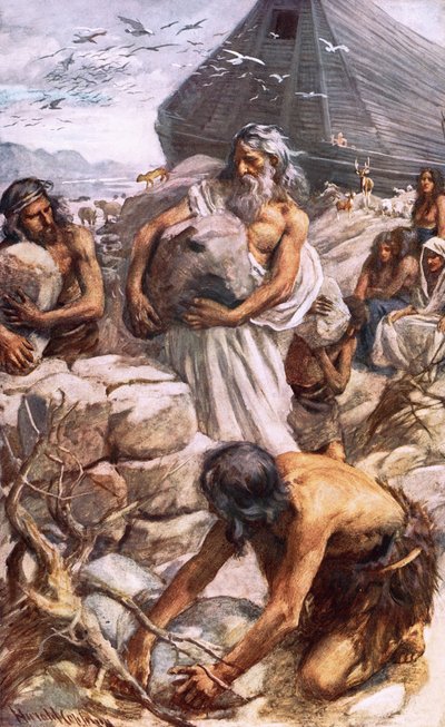 Noè che costruisce il suo altare da Harold Copping
