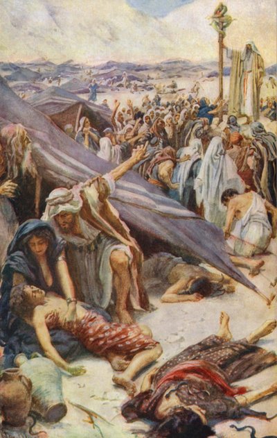 Vecchio Testamento: Vita per uno Sguardo, Il Serpente di Bronzo da Harold Copping