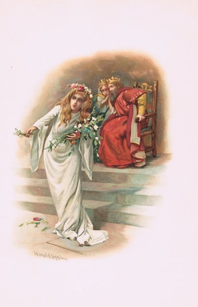 Ofelia con il re e la regina (illustrazione da Amleto) da Harold Copping