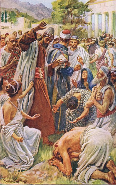 San Paolo a Listra, illustrazione da Harold Copping Pictures: The Crown Series, c.1920s da Harold Copping