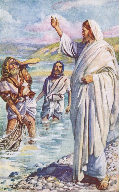 La chiamata di Andrea e Pietro, illustrazione da Harold Copping Pictures: The Crown Series, c.1920s da Harold Copping