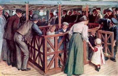 La sabbiera dei bambini tra i ponti della SS Empress of Britain da Harold Copping